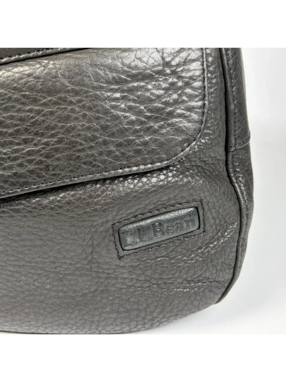 LL Bean Ameribag Black Leather Healthy Back Sling Backpack Crossbody Travel VTG